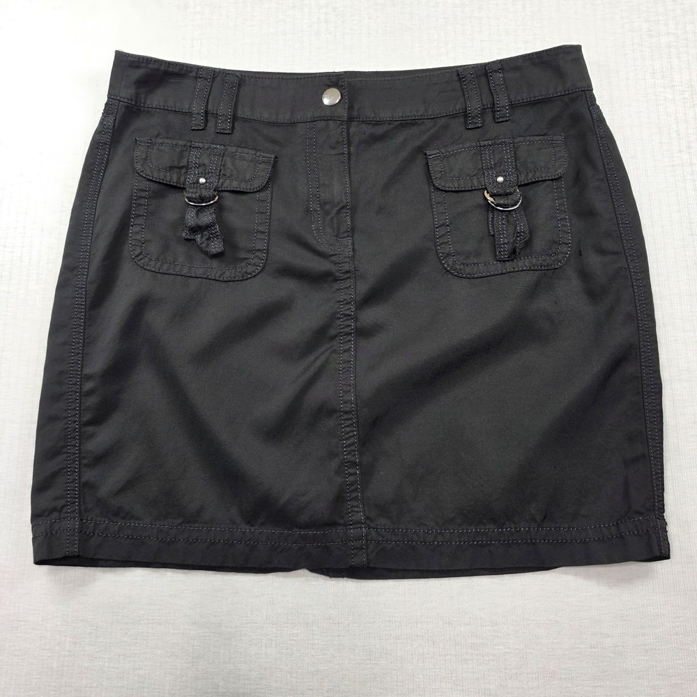 White House Black Market Black Utility Cargo Skirt Size 8 Y2K Indie Sleaze